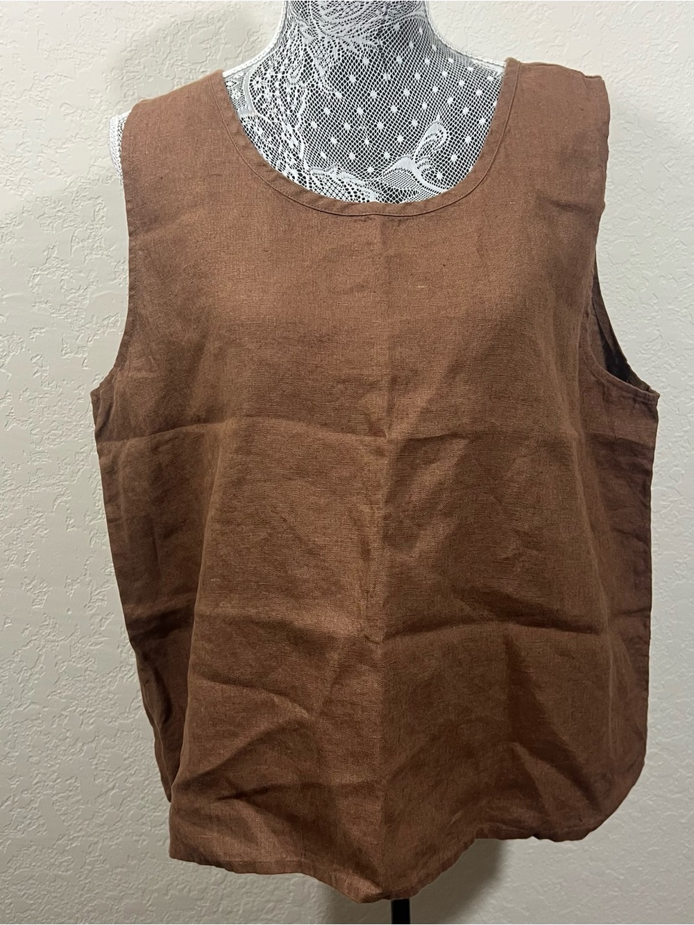FLAX 100% Linen Relaxed Brown Tank Top Women’s Size Large